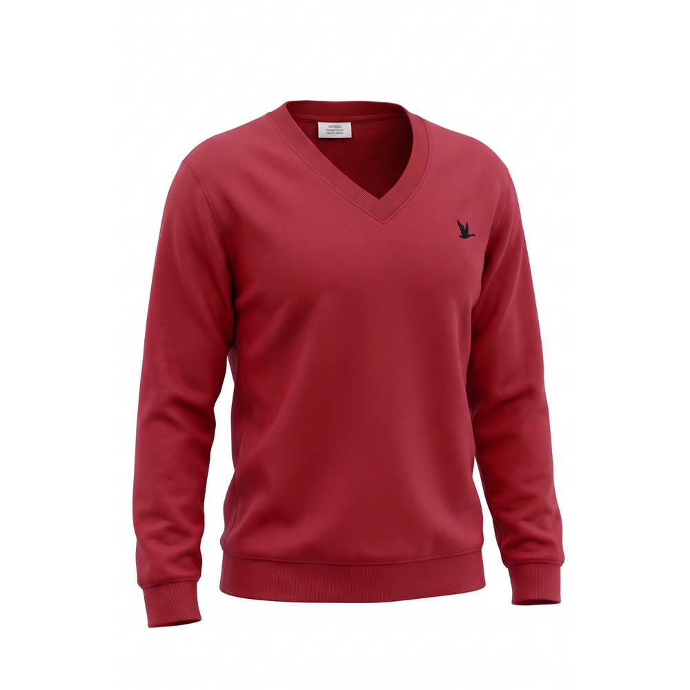 WawaWear by Fashion Seal Red V-Neck Sweatshirt Goose Logo Pullover 71118 Large